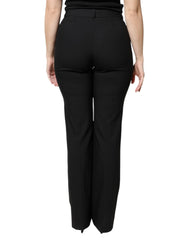 Dolce & Gabbana Black Wool High Waist Boot Cut Dress Pants - Trousers