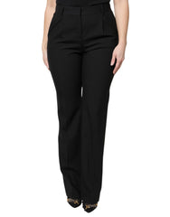 Dolce & Gabbana Black Wool High Waist Boot Cut Dress Pants - Trousers