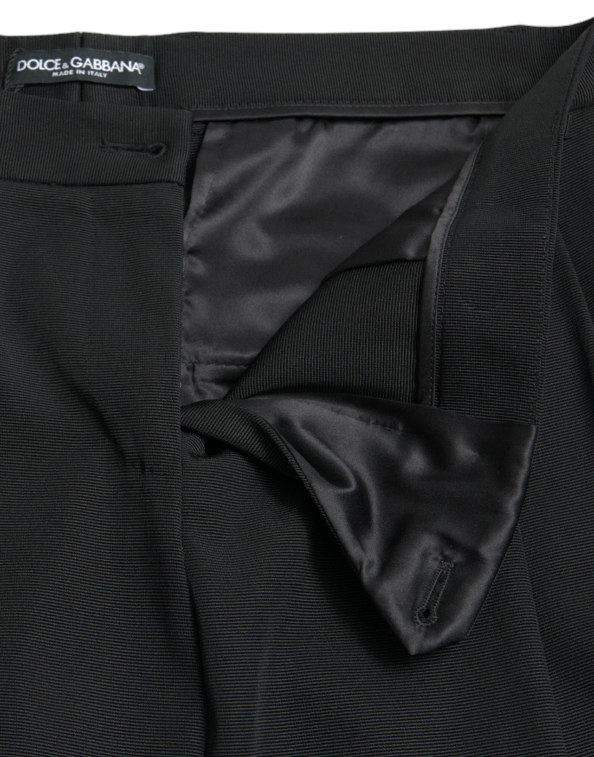 Dolce & Gabbana Black Wool High Waist Cropped Tapered Pants - IT42|M - Trousers