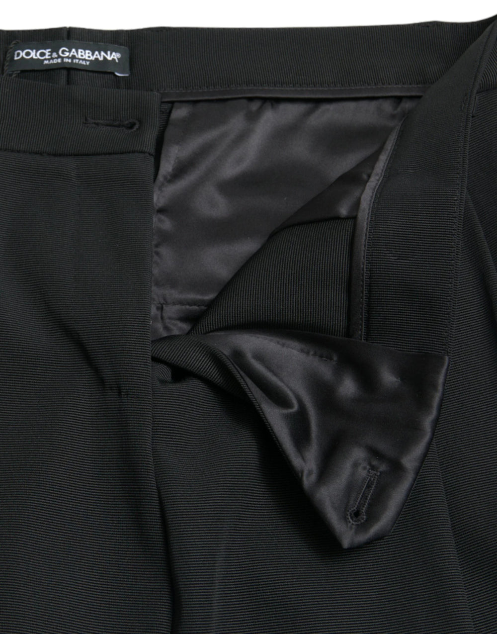 Dolce & Gabbana Black Wool High Waist Cropped Tapered Pants - IT42|M - Trousers