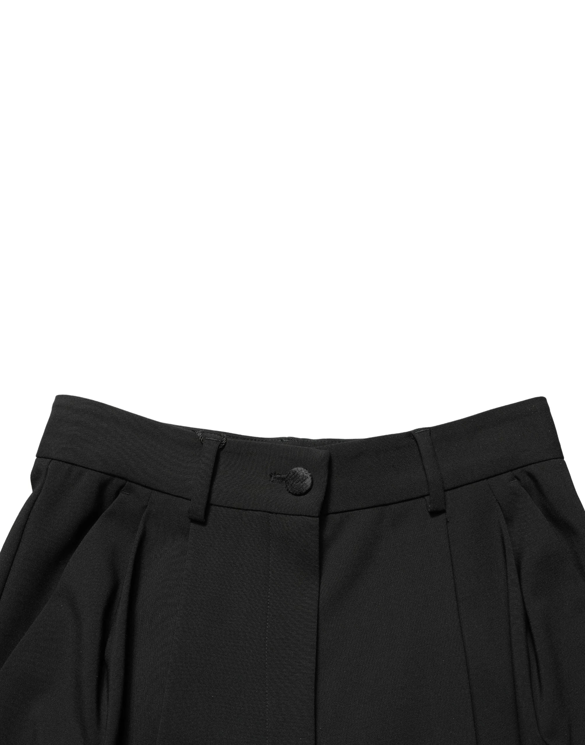 Dolce & Gabbana Black Wool High Waist Cropped Trouser Pants - IT38 | XS