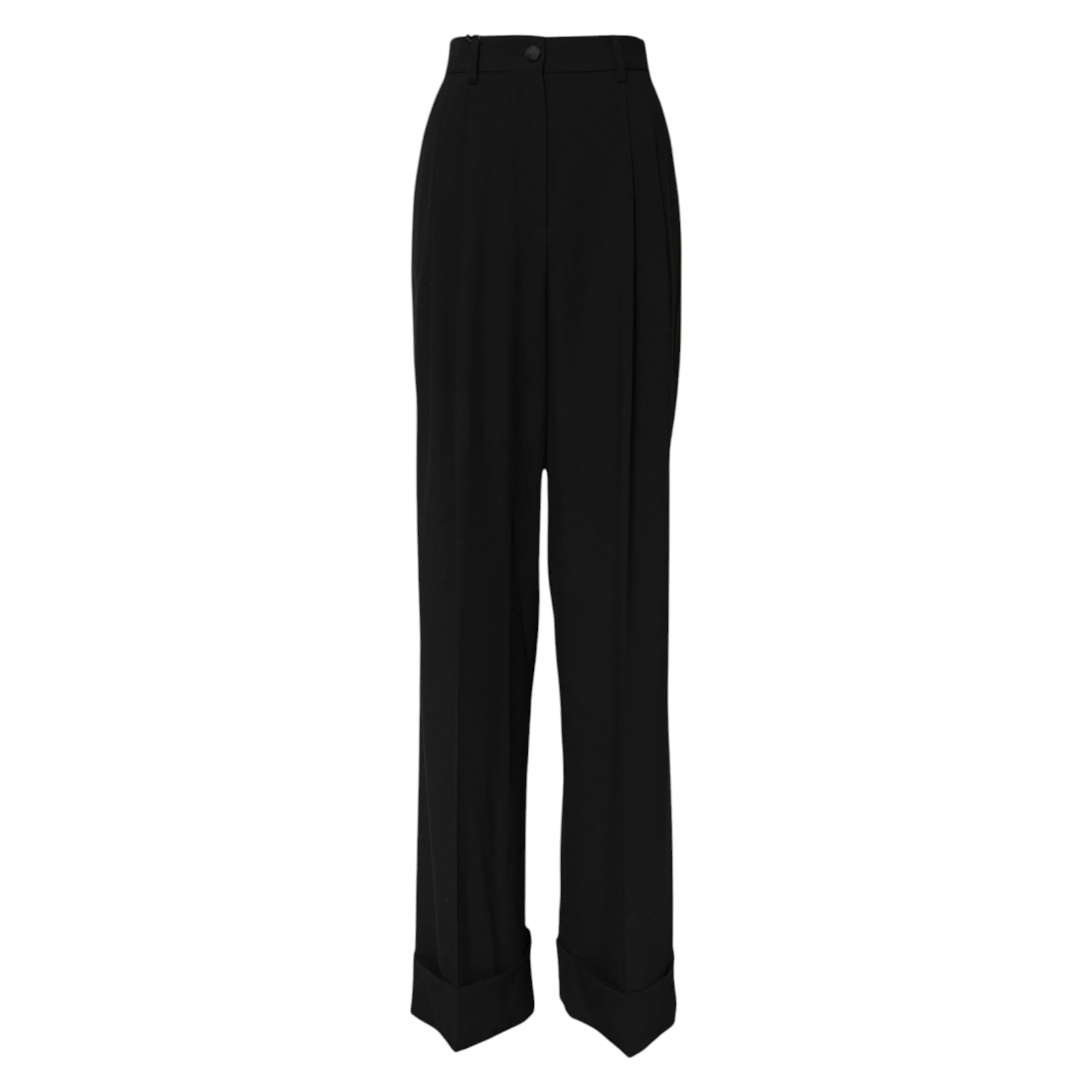 Dolce & Gabbana Black Wool High Waist Formal Pants - IT38 | XS - Trousers