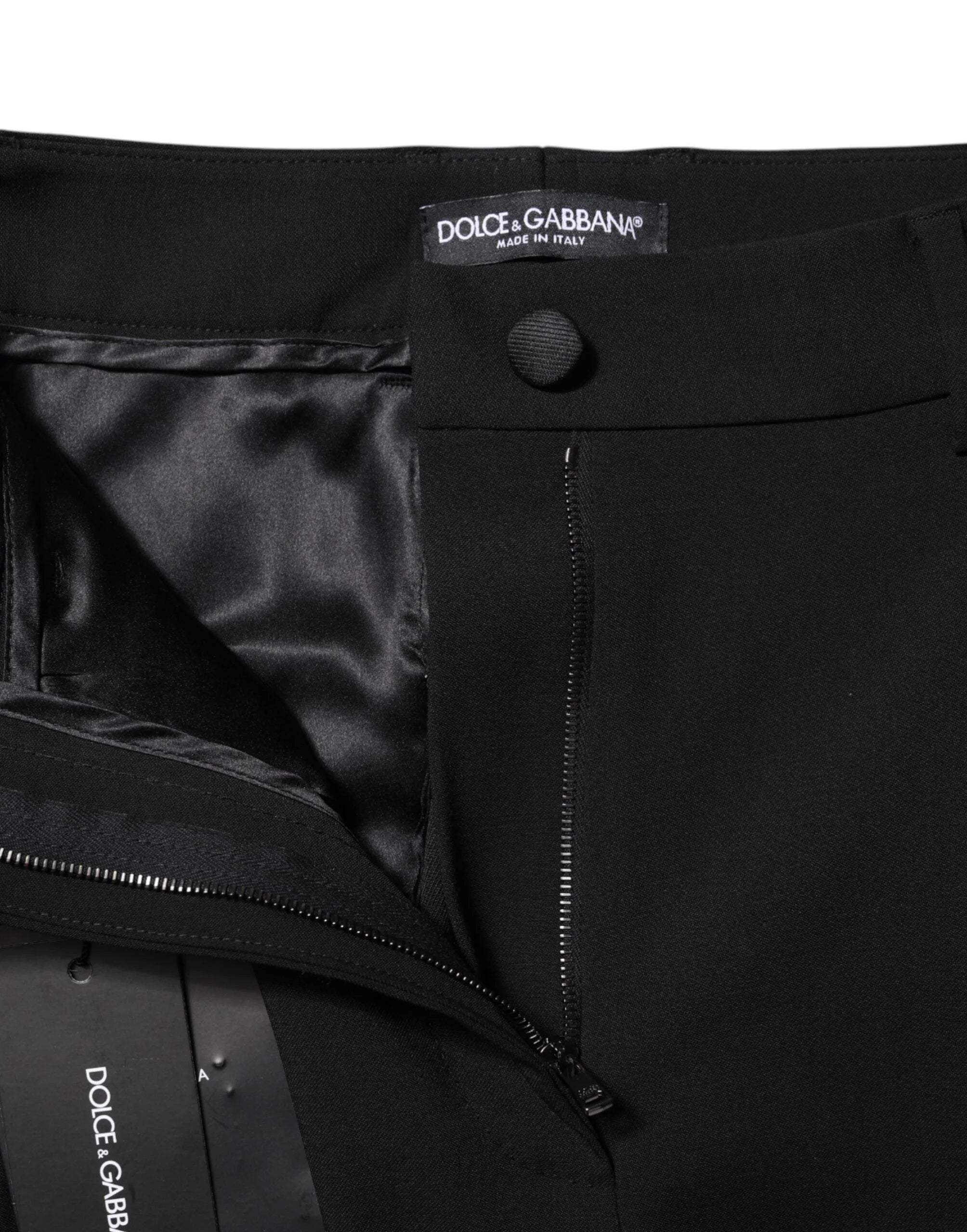 Dolce & Gabbana Black Wool High Waist Formal Pants - IT38 | XS - Trousers