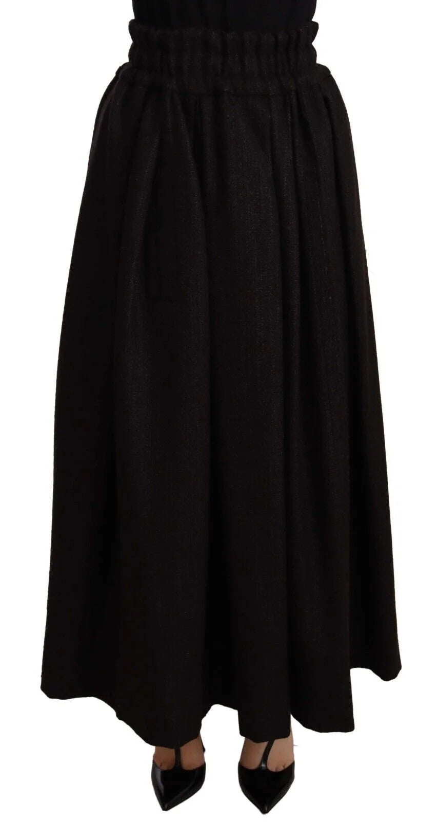Dolce & Gabbana Black Wool High Waist Maxi PIECE Skirt - IT40|S - Skirts