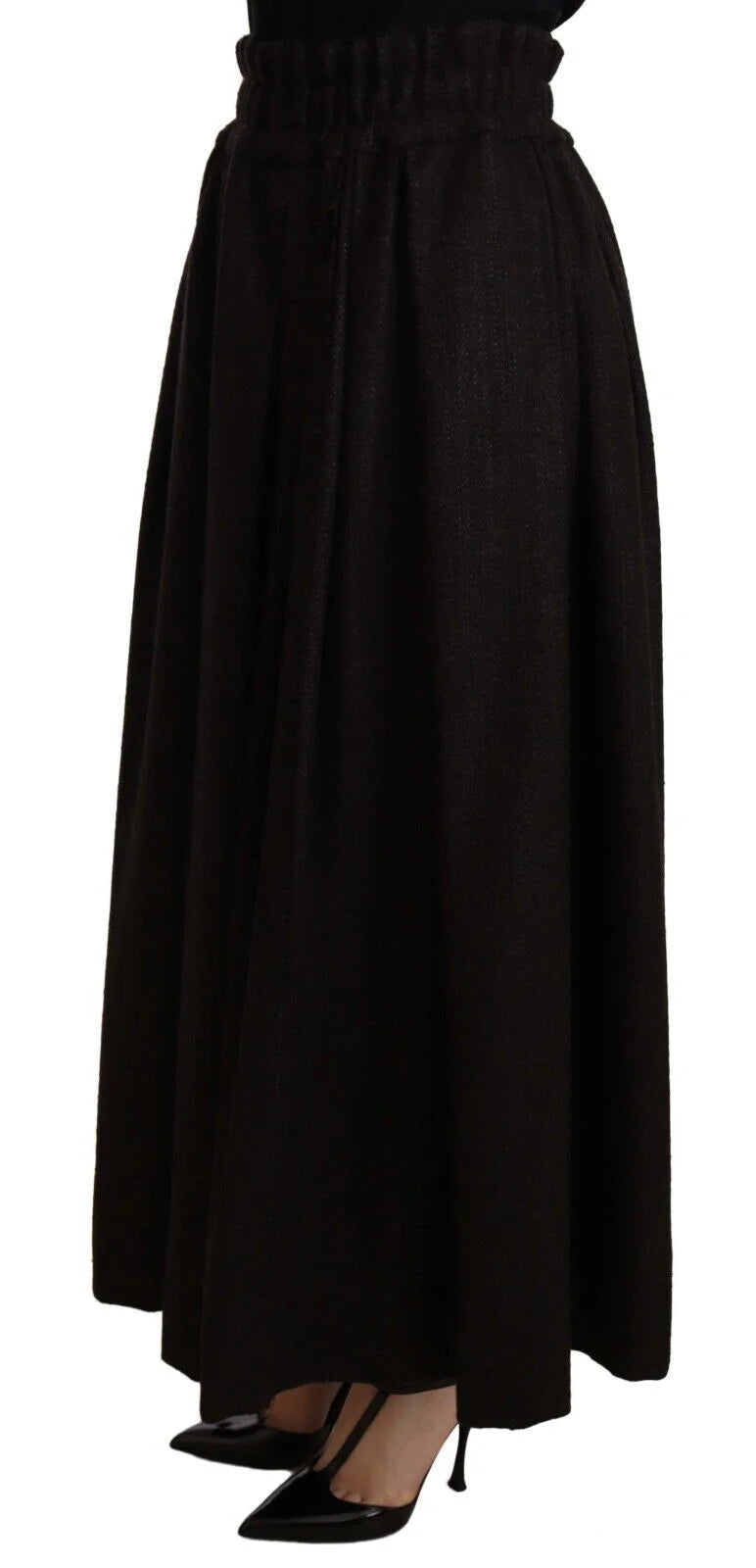 Dolce & Gabbana Black Wool High Waist Maxi PIECE Skirt - IT40|S - Skirts