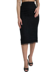 Dolce & Gabbana Black Wool High Waist Pencil Cut Midi Skirt - IT40|S - Skirts