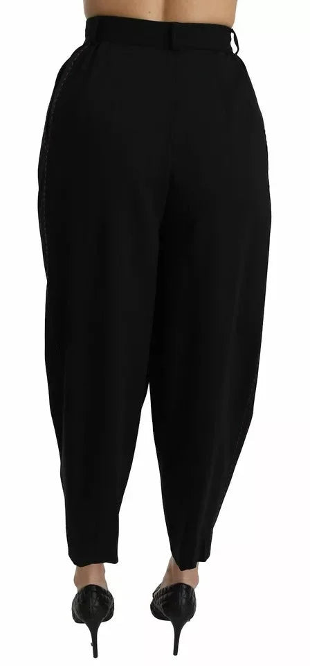 Dolce & Gabbana Black Wool High Waist Pleat Front Cropped Pants - IT40|S - Trousers