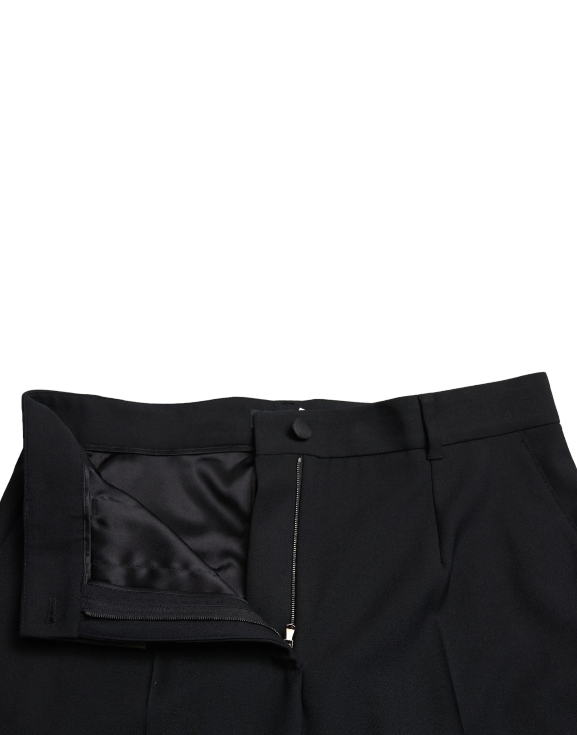 Dolce & Gabbana Black Wool High Waist Straight Pants - IT46|XL - Trousers