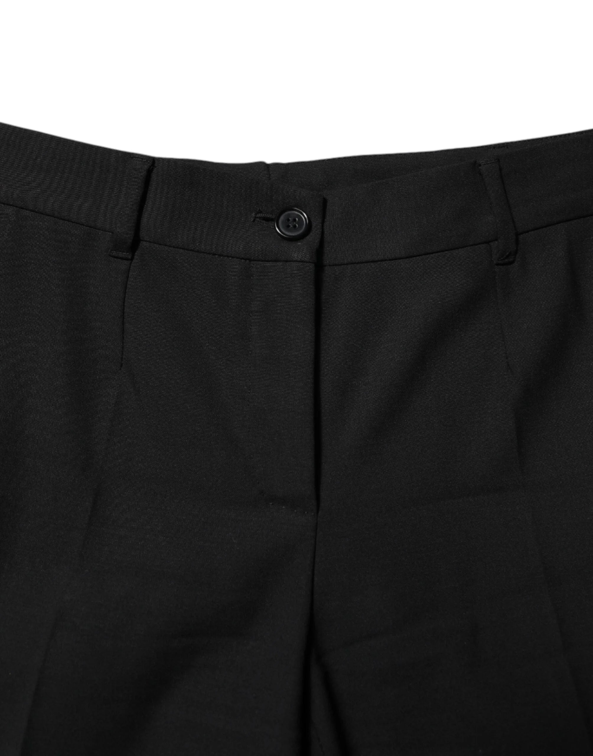 Dolce & Gabbana Black Wool High Waist Tapered Pants - IT38 | XS - Trousers