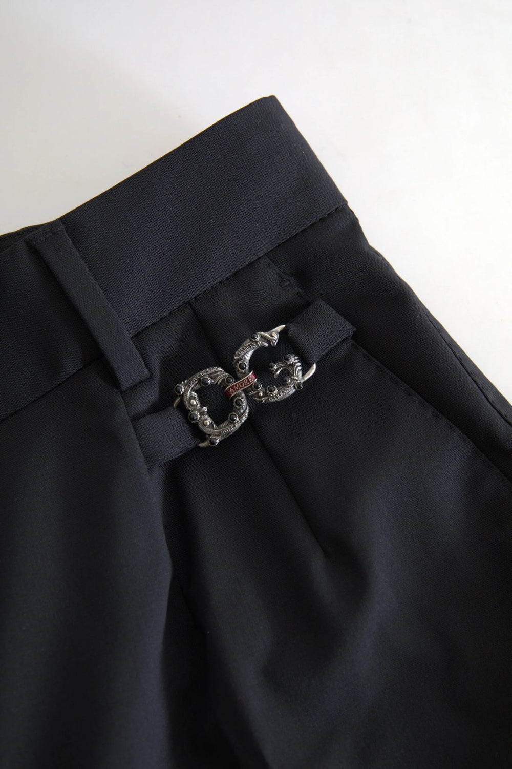 Dolce & Gabbana Black Wool High Waist Tapered Pants - IT38 | XS - Trousers