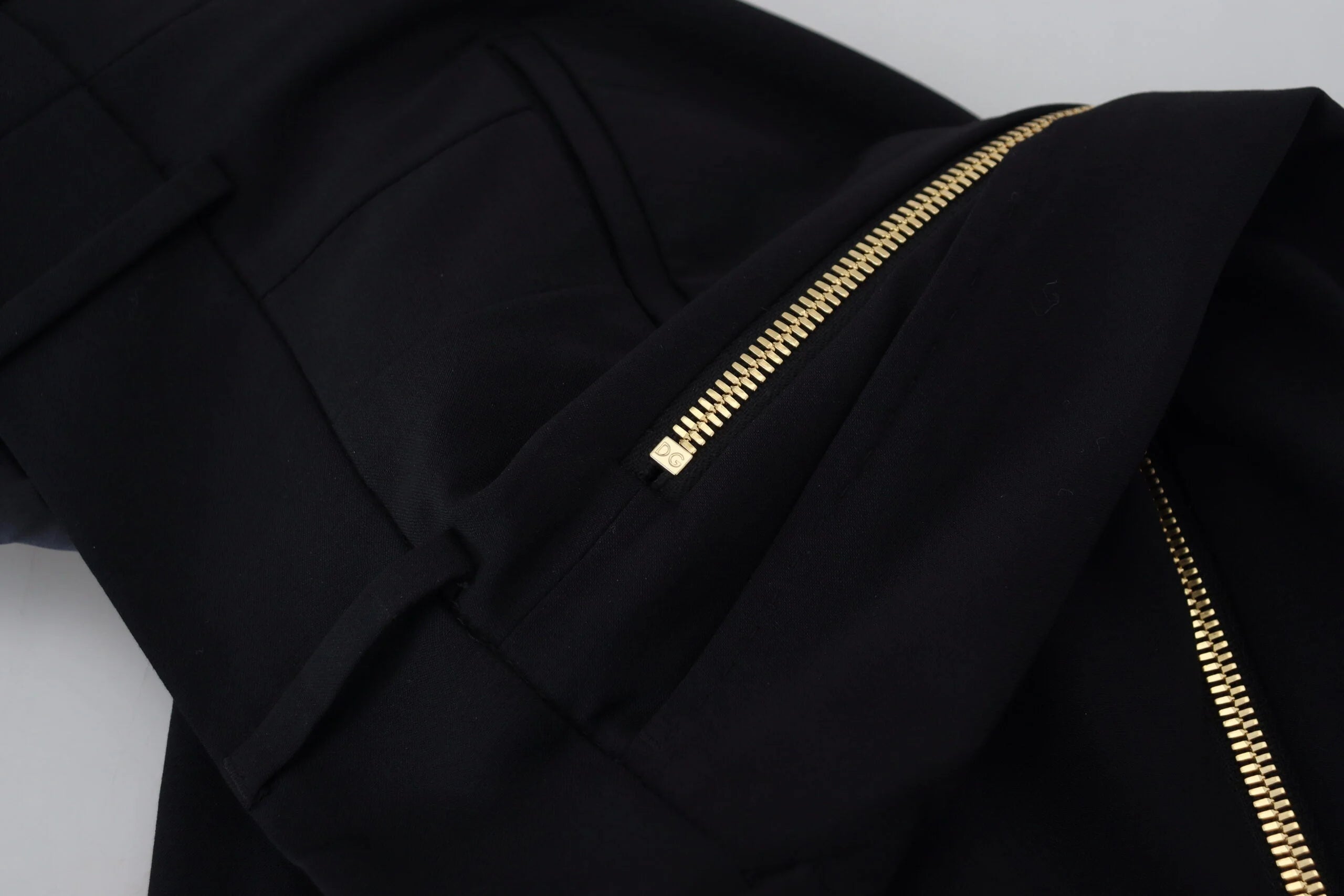 Dolce & Gabbana Black Wool High Waist Tapered Pants - IT40|S - Trousers