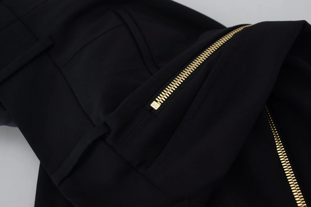 Dolce & Gabbana Black Wool High Waist Tapered Pants - IT40|S - Trousers