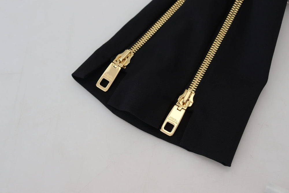 Dolce & Gabbana Black Wool High Waist Tapered Pants - IT40|S - Trousers