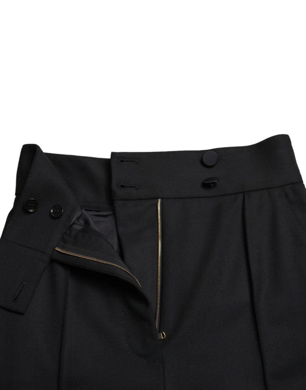 Dolce & Gabbana Black Wool High Waist Tapered Pants - IT40|S - Trousers