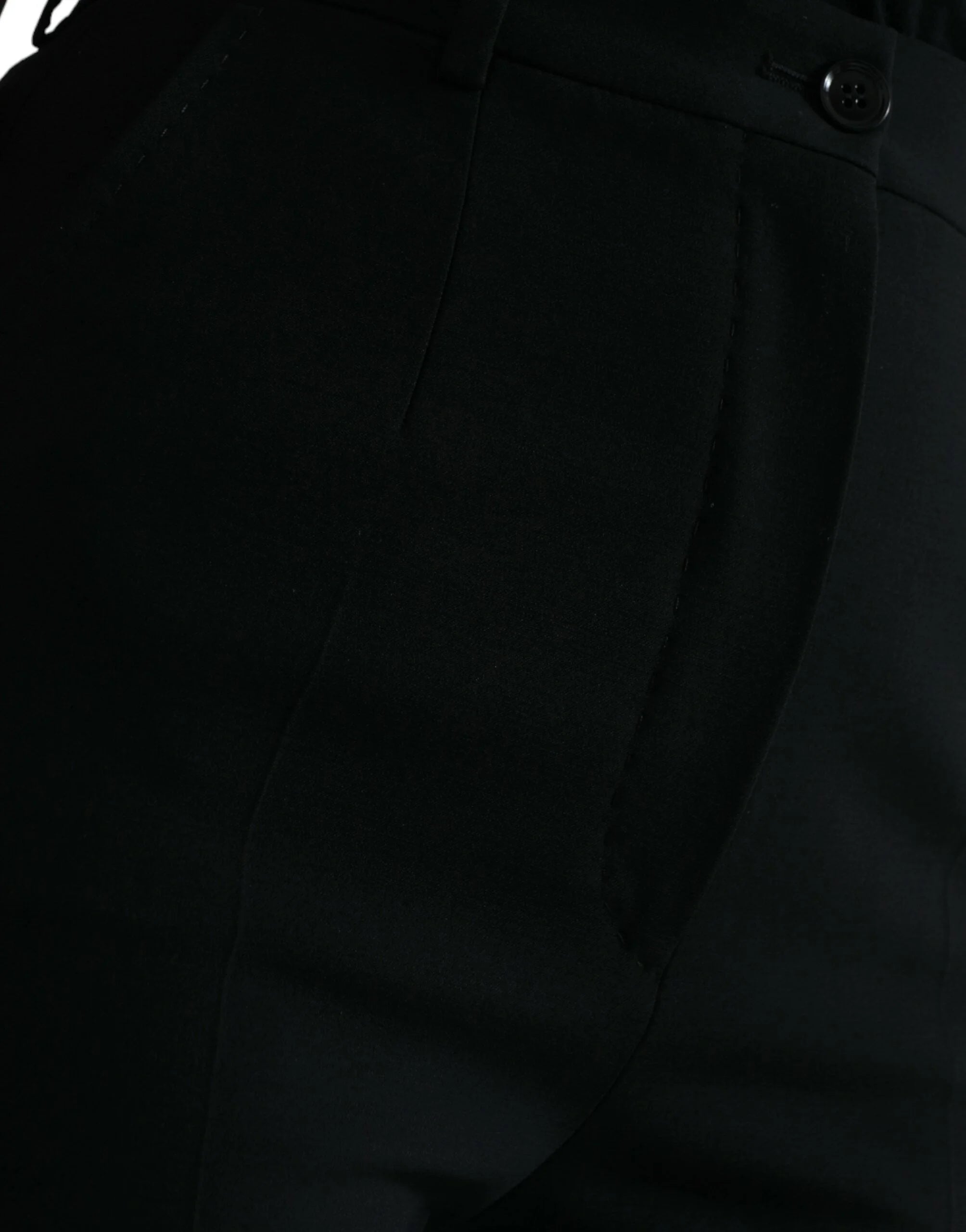 Dolce & Gabbana Black Wool High Waist Tapered Pants - IT40|S - Trousers