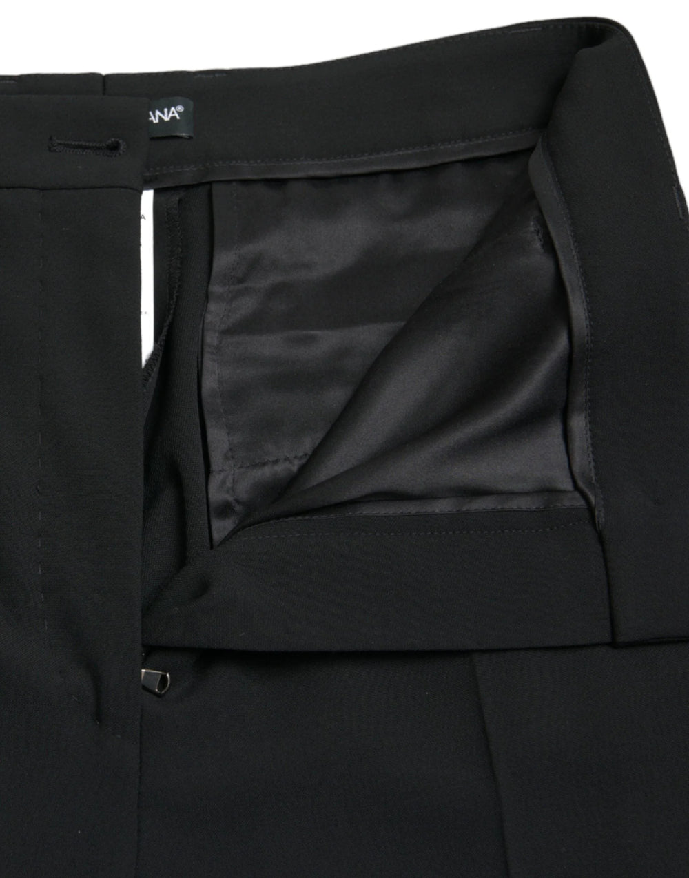 Dolce & Gabbana Black Wool High Waist Tapered Pants - IT40|S - Trousers