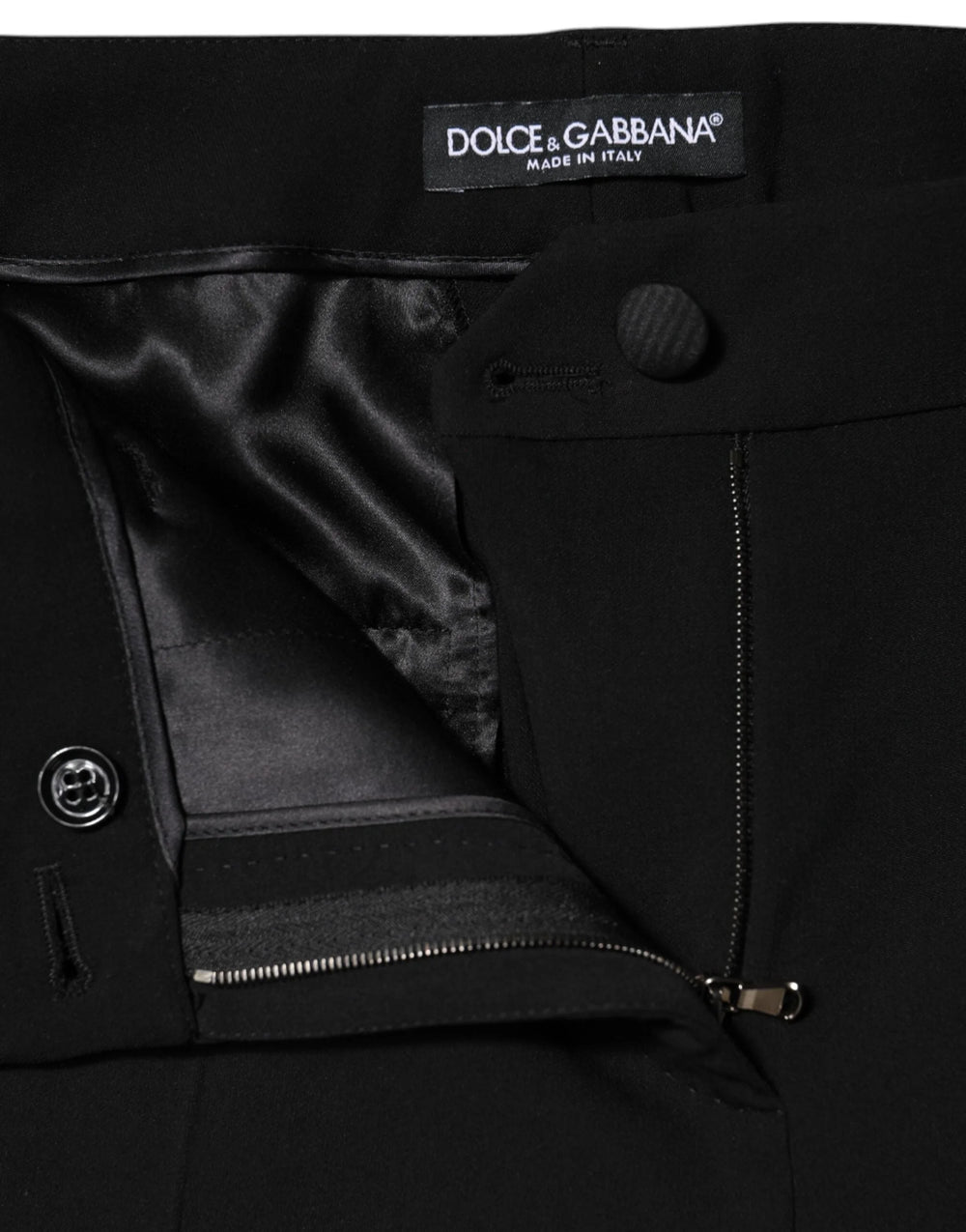 Dolce & Gabbana Black Wool High Waist Tapered Pants - IT42|M - Trousers