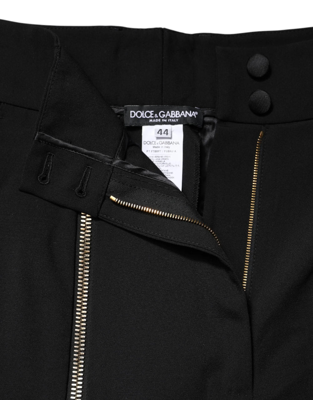Dolce & Gabbana Black Wool High Waist Zipper Tapered Pants - Trousers