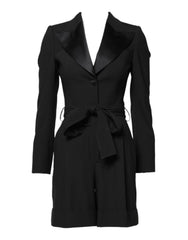 Dolce & Gabbana Black Wool Jumpsuit Dress Women Coat Jacket - IT36|XXS - Overcoats