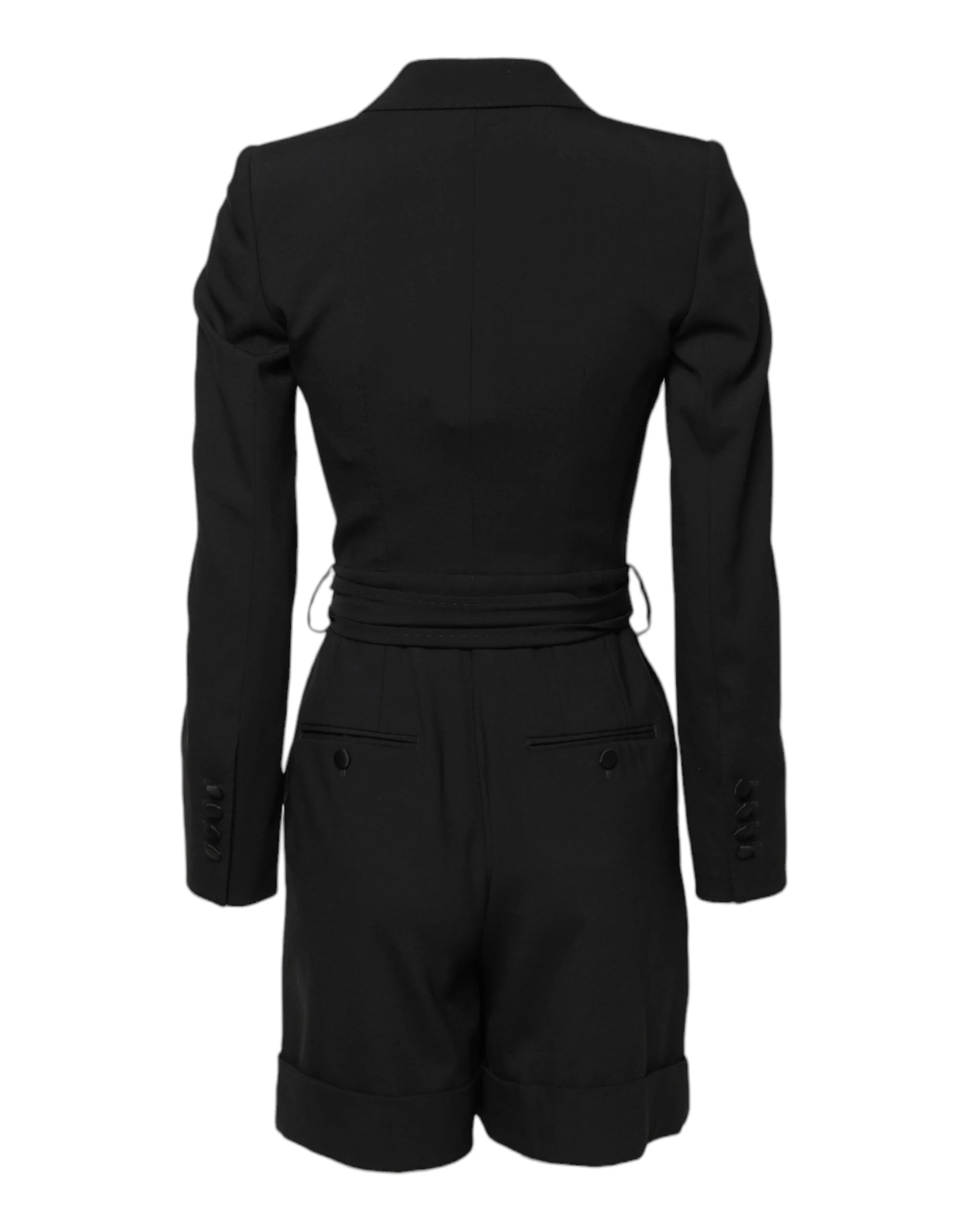 Dolce & Gabbana Black Wool Jumpsuit Dress Women Coat Jacket - IT36|XXS - Overcoats