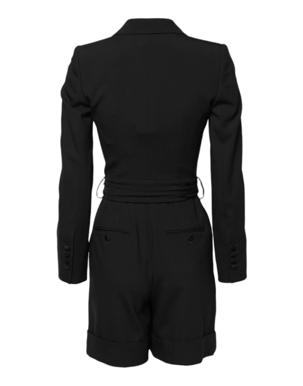 Dolce & Gabbana Black Wool Jumpsuit Dress Women Coat Jacket - IT36|XXS - Overcoats