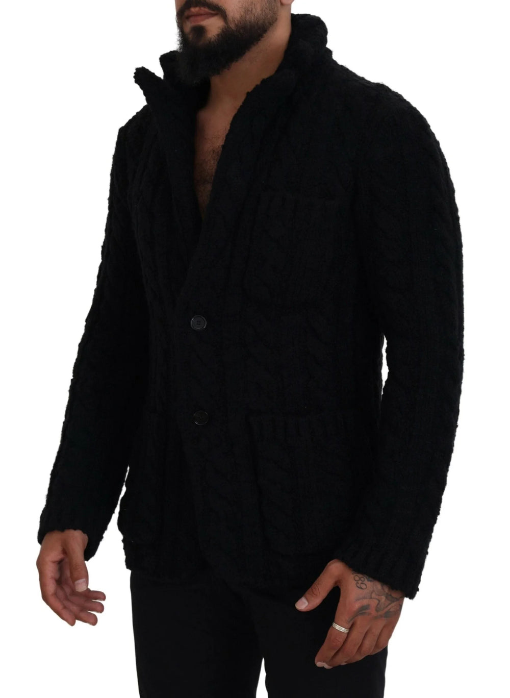 Dolce & Gabbana Black Wool Knit Button Cardigan Sweater - IT44 | XS - Cardigans