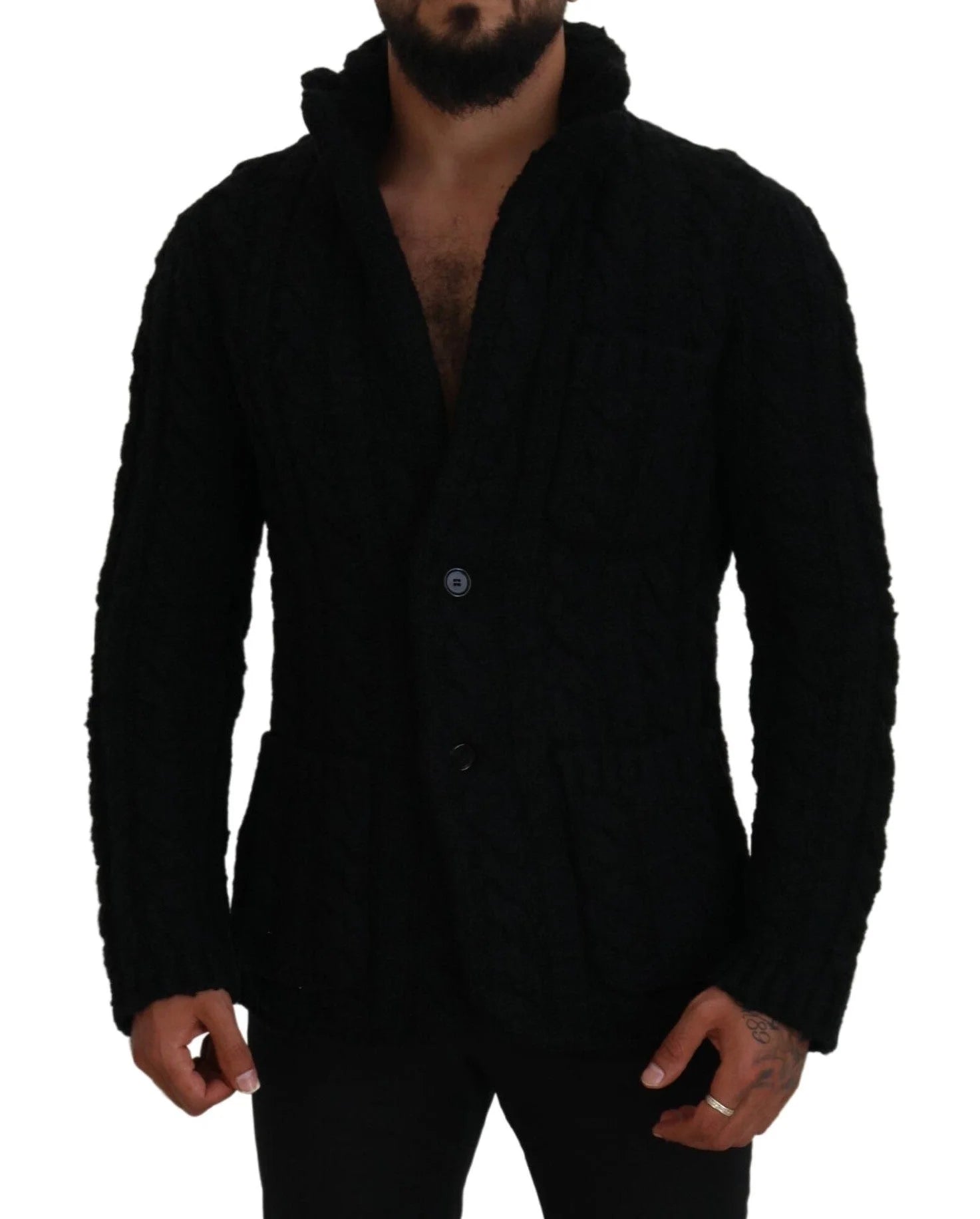 Dolce & Gabbana Black Wool Knit Button Cardigan Sweater - IT44 | XS - Cardigans