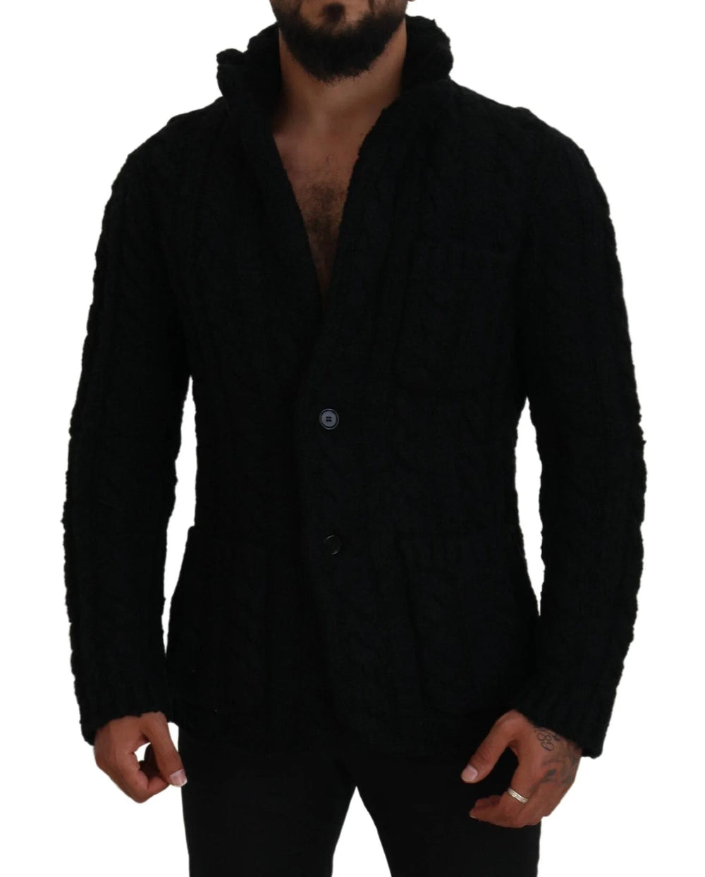Dolce & Gabbana Black Wool Knit Button Cardigan Sweater - IT44 | XS - Cardigans