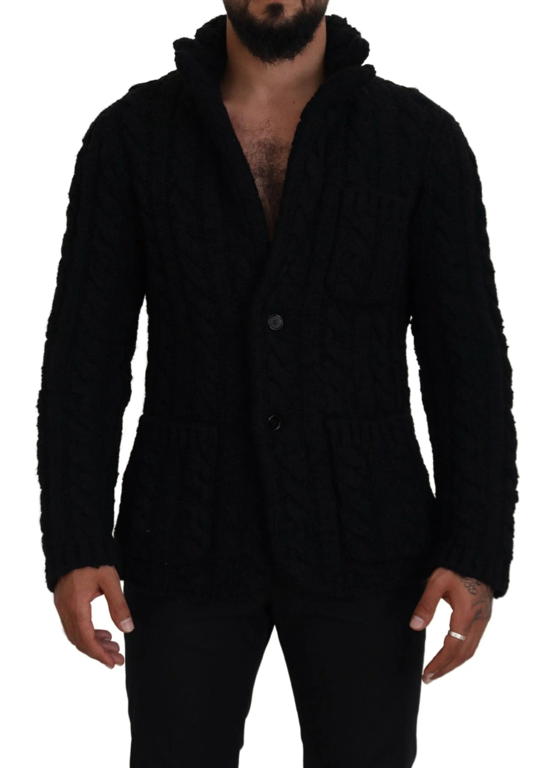 Dolce & Gabbana Black Wool Knit Button Cardigan Sweater - IT44 | XS - Cardigans