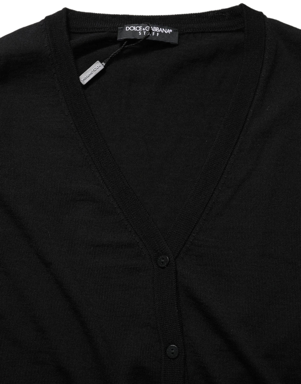 Dolce & Gabbana Black Wool Knit Button Cardigan Sweater - IT48|XXL