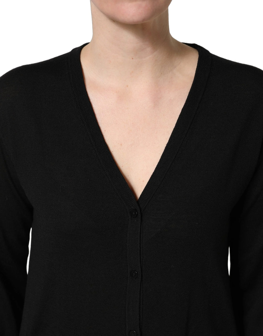 Dolce & Gabbana Black Wool Knit Button Cardigan Sweater - IT48|XXL