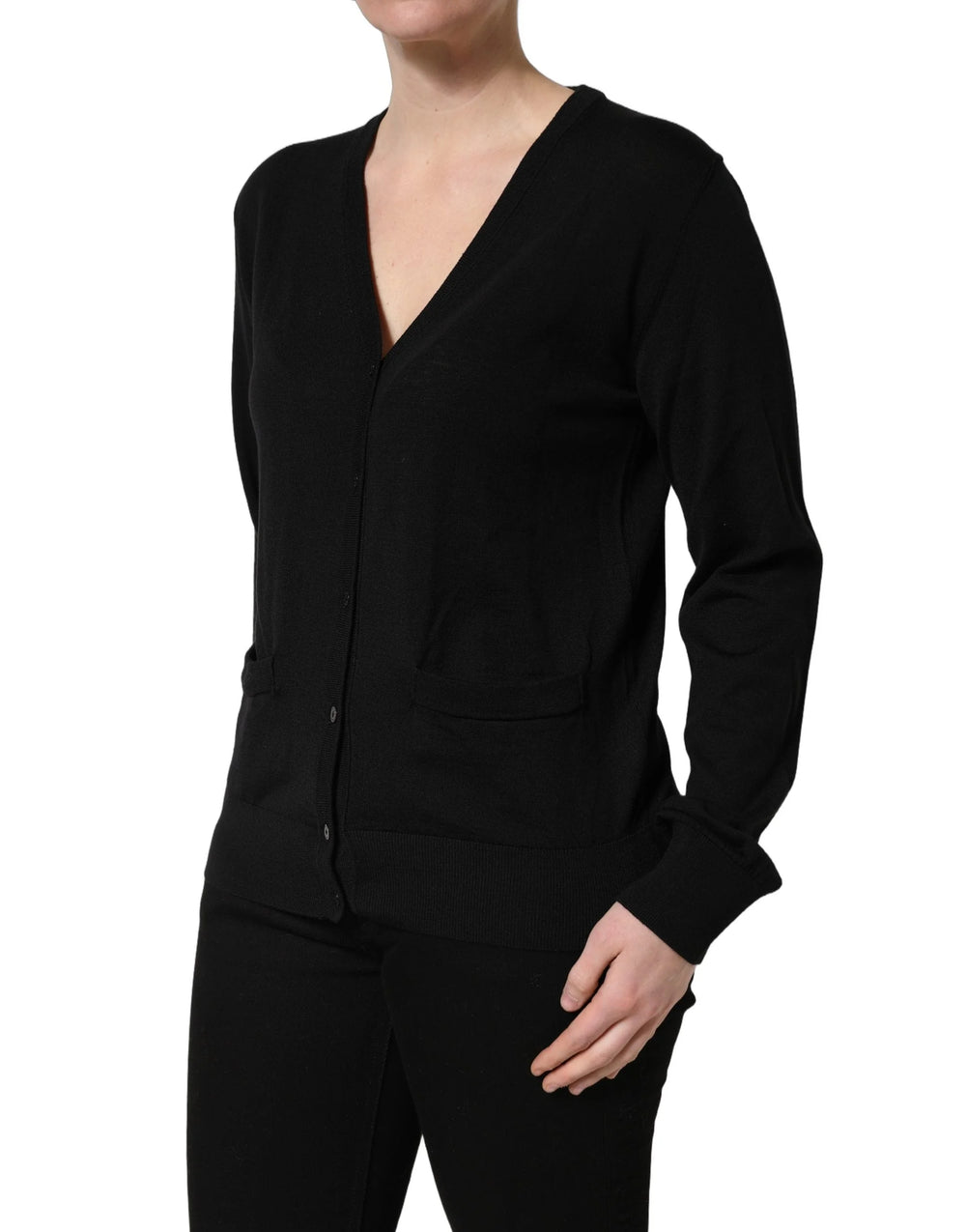 Dolce & Gabbana Black Wool Knit Button Cardigan Sweater - IT48|XXL