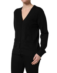 Dolce & Gabbana Black Wool Knit Button Cardigan Sweater - IT48|XXL