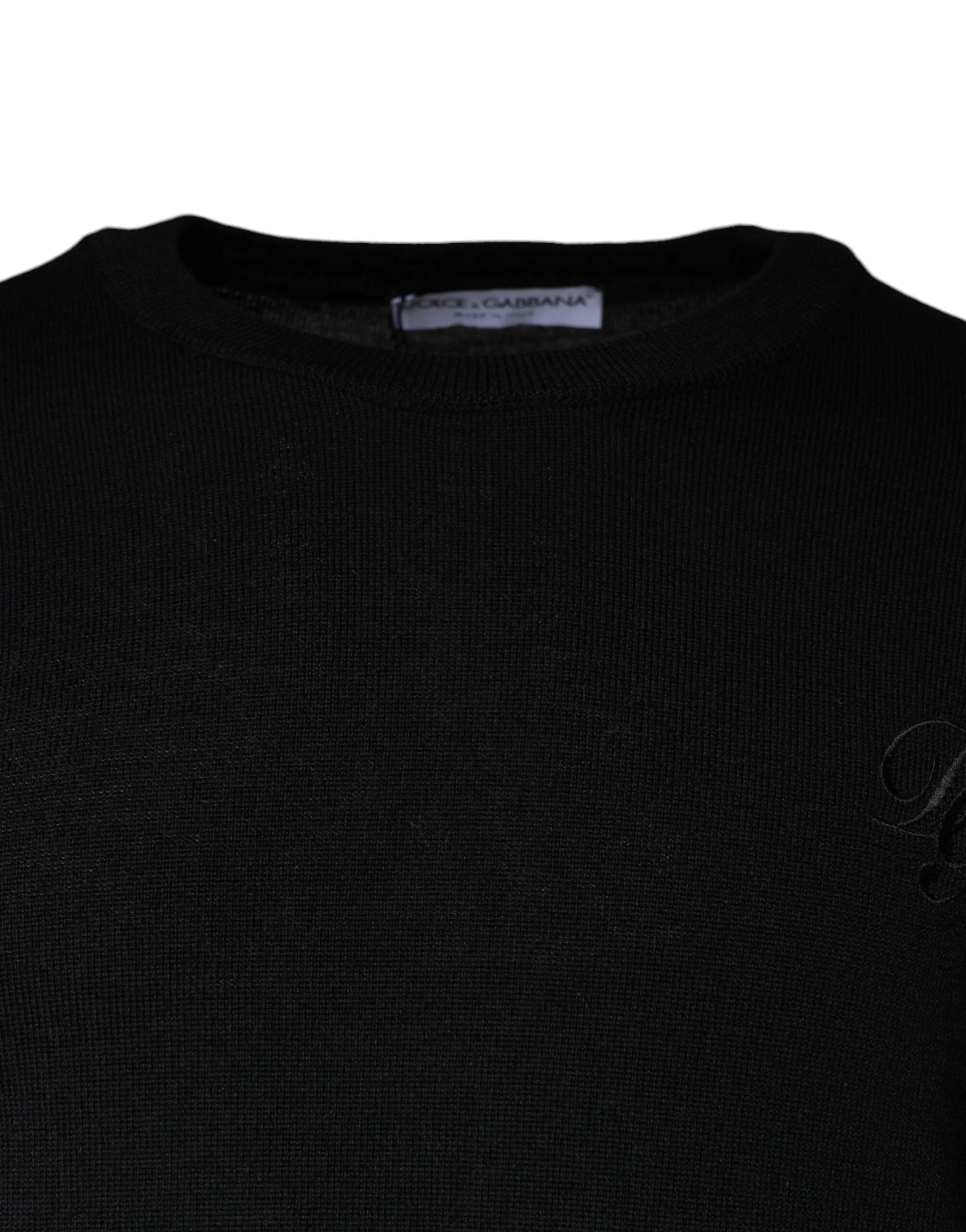 Dolce & Gabbana Black Wool Knit Crew Neck Pullover Sweater - IT50 | L - Sweaters