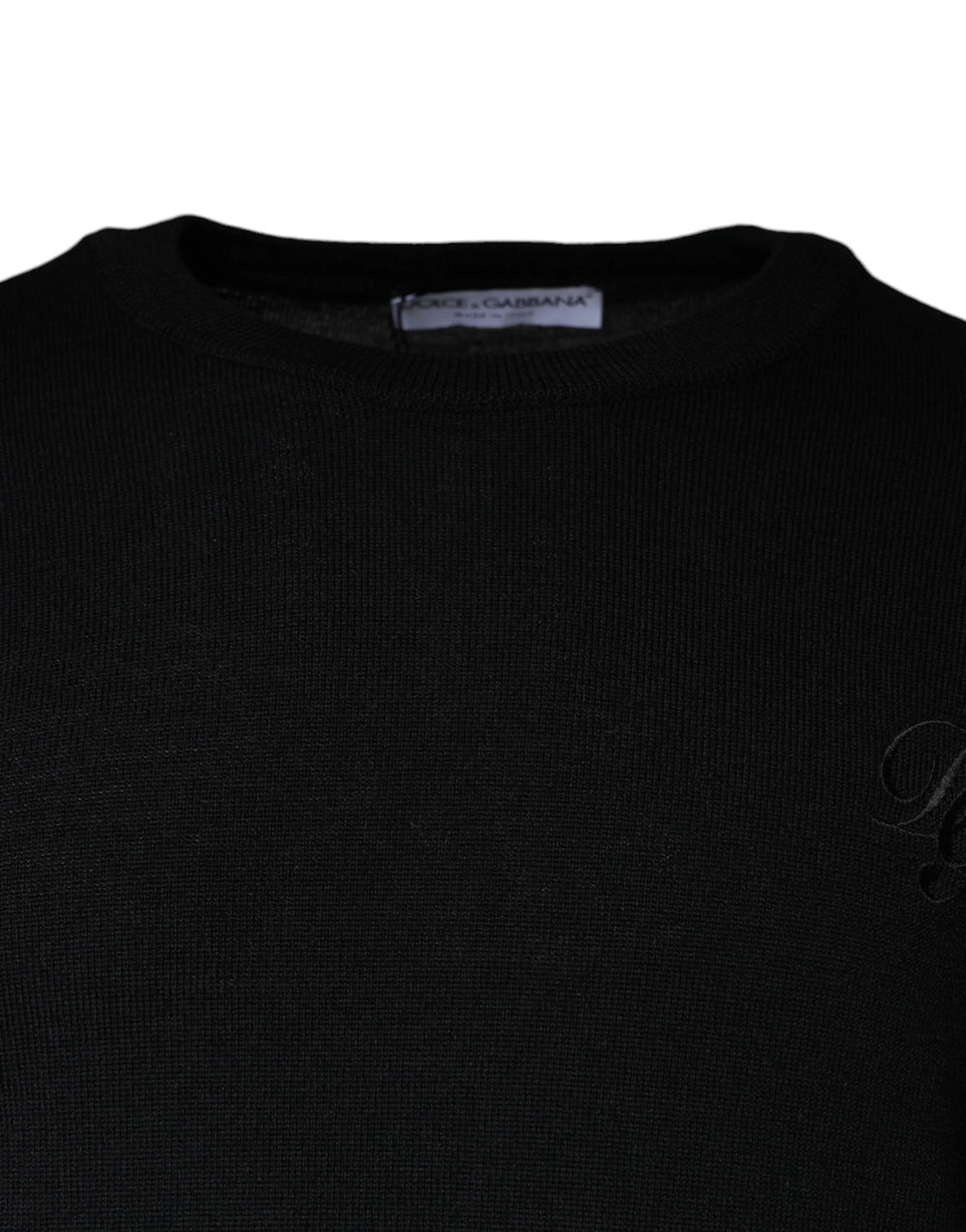 Dolce & Gabbana Black Wool Knit Crew Neck Pullover Sweater - IT50 | L - Sweaters