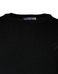 Dolce & Gabbana Black Wool Knit Crew Neck Pullover Sweater - IT50 | L - Sweaters