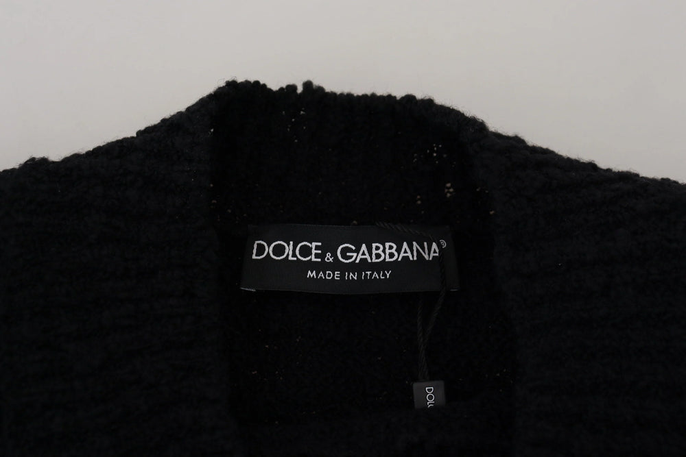 Dolce & Gabbana Black Wool Knit Crewneck Pullover Sweater - IT40|S - Sweaters