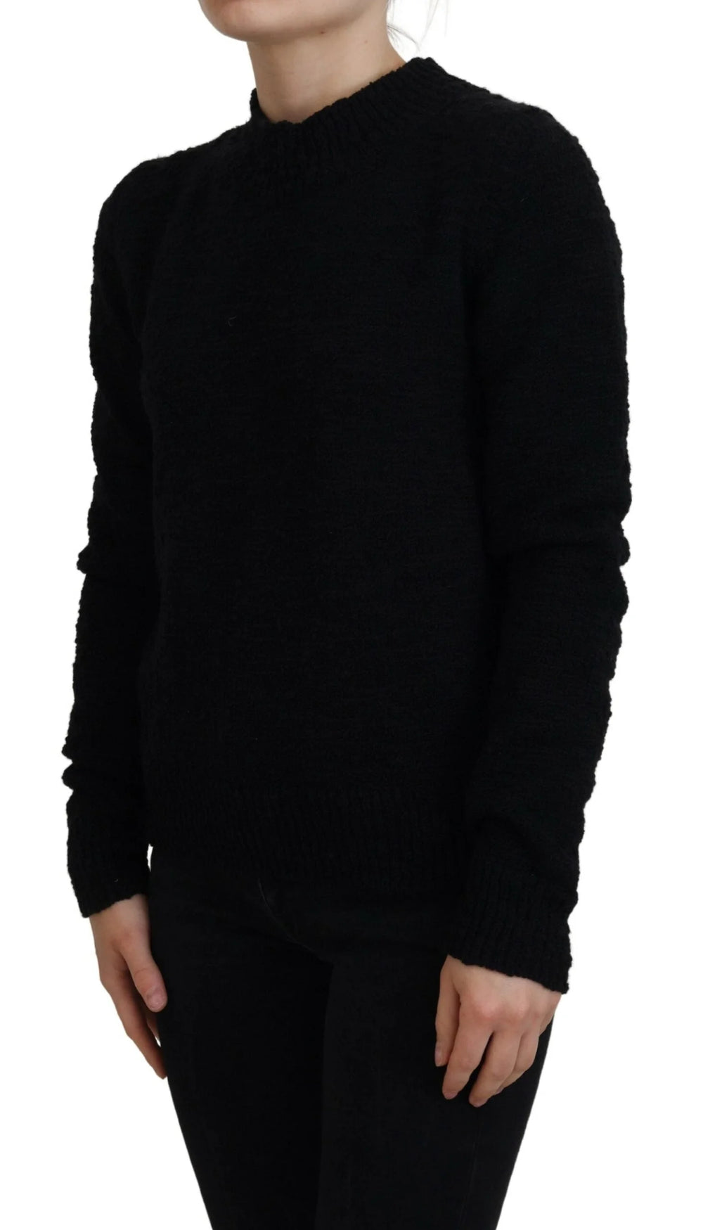 Dolce & Gabbana Black Wool Knit Crewneck Pullover Sweater - IT40|S - Sweaters
