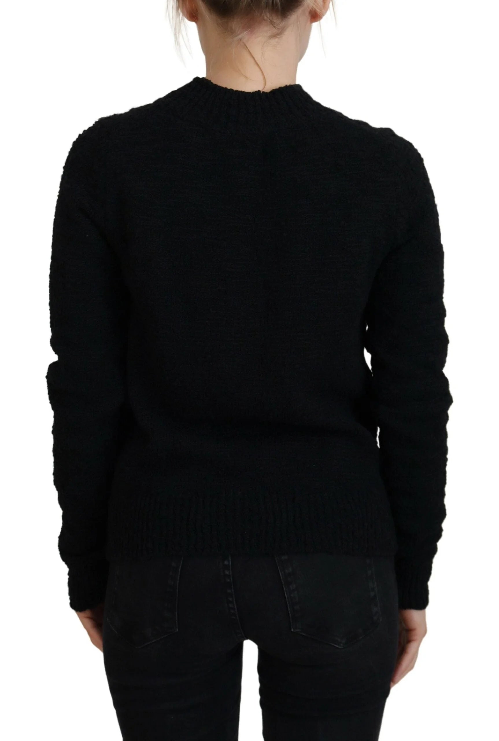 Dolce & Gabbana Black Wool Knit Crewneck Pullover Sweater - IT40|S - Sweaters