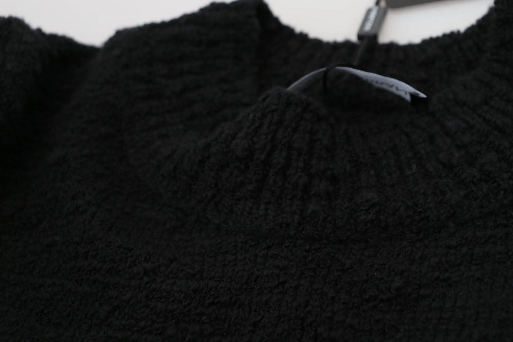 Dolce & Gabbana Black Wool Knit Crewneck Pullover Sweater - IT40|S - Sweaters