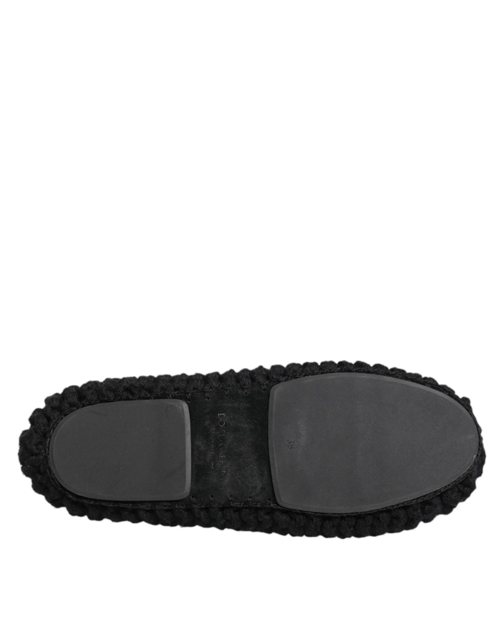 Dolce & Gabbana Black Wool Knit Slip On Ballerina Flats Shoes - EU38/US7.5 - Flats
