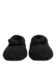 Dolce & Gabbanan mustat villakneepitut balettatennarit, joissa on tyylikäs slip-on-siluetti ja minimalistinen luksusdesign.