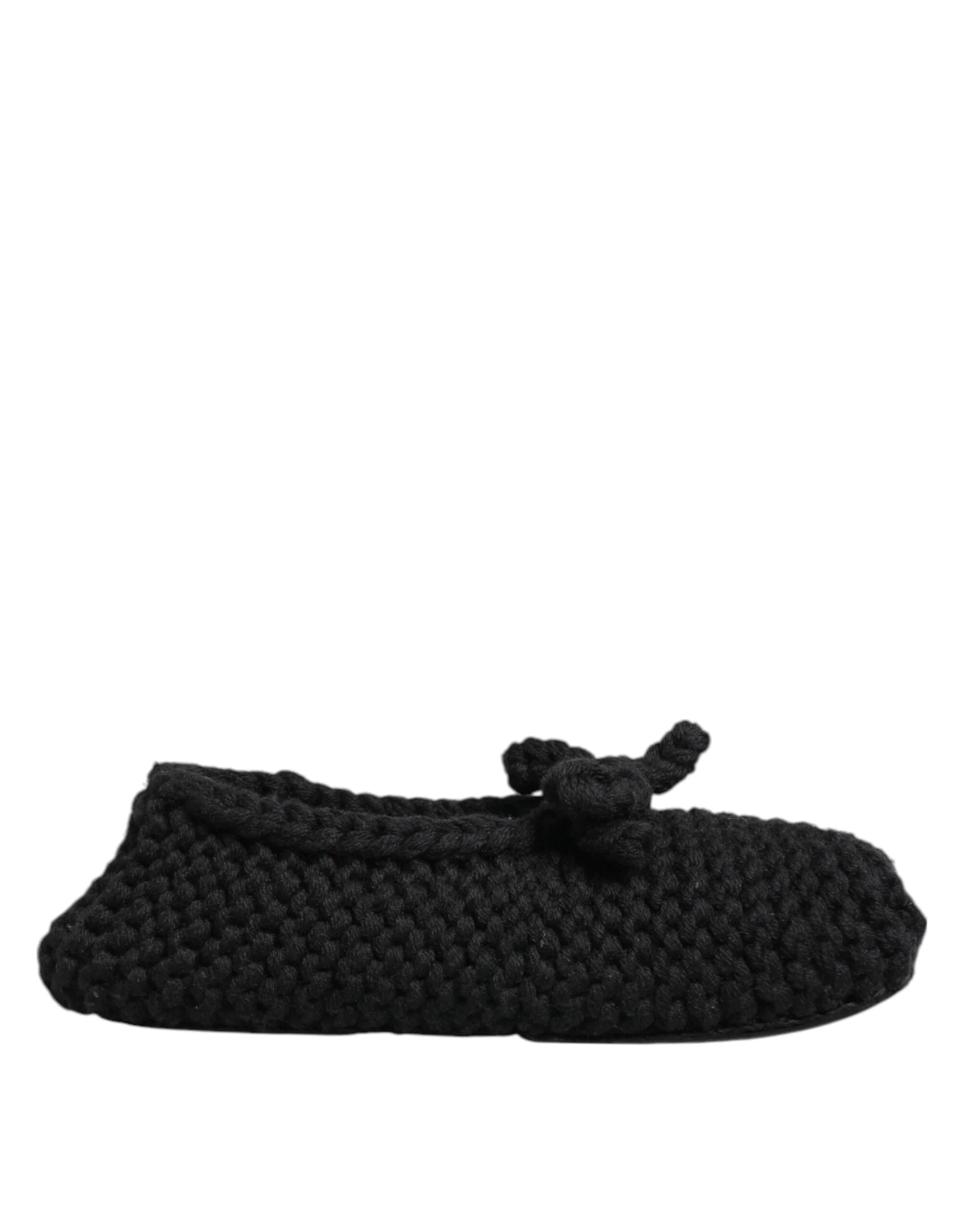 Dolce & Gabbana Black Wool Knit Slip On Ballerina Flats Shoes - EU38/US7.5 - Flats