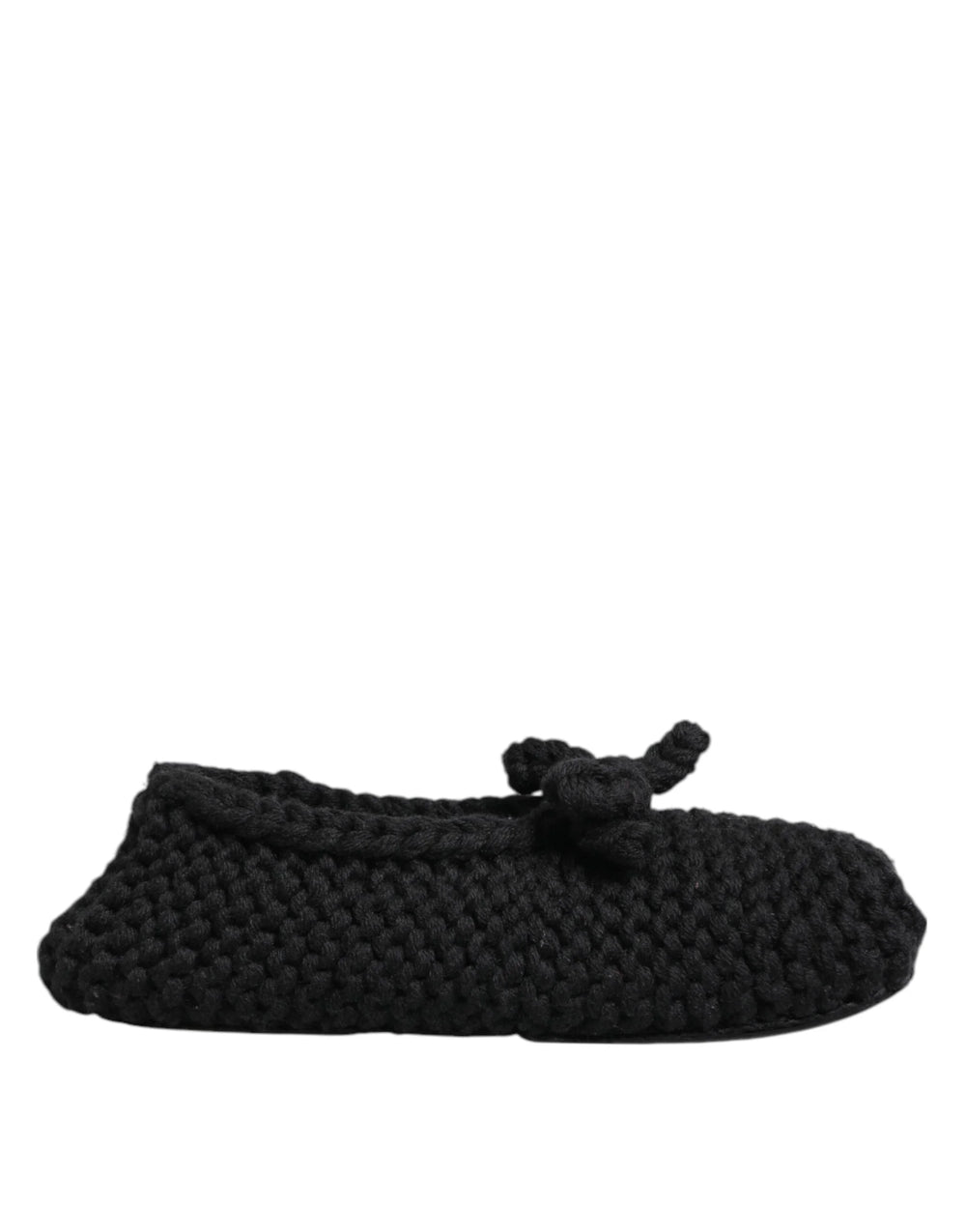 Dolce & Gabbana Black Wool Knit Slip On Ballerina Flats Shoes - EU38/US7.5 - Flats