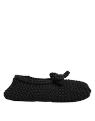 Dolce & Gabbana Black Wool Knit Slip On Ballerina Flats Shoes - EU38/US7.5 - Flats