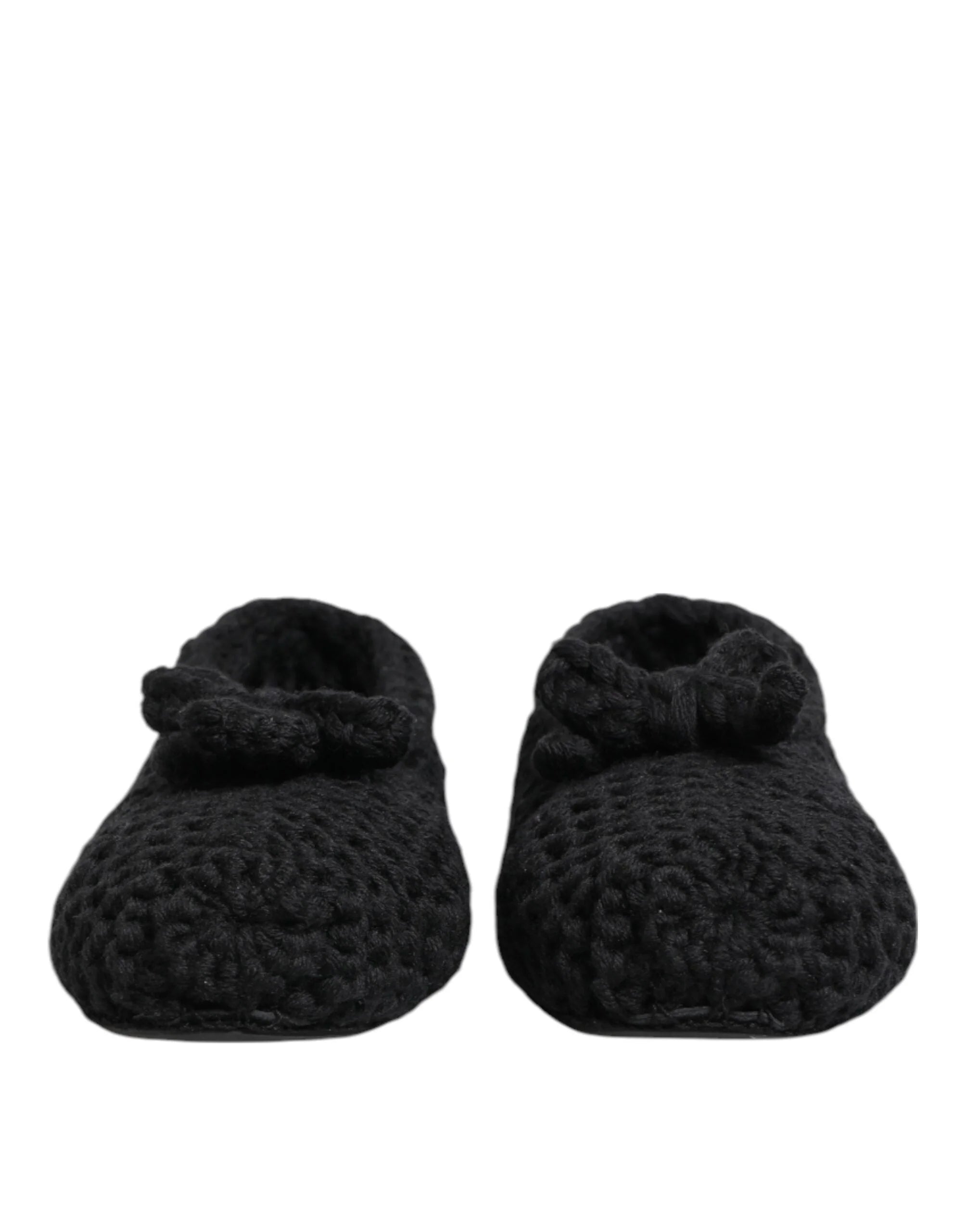 Dolce & Gabbana Black Wool Knit Slip On Ballerina Flats Shoes - EU38/US7.5 - Flats