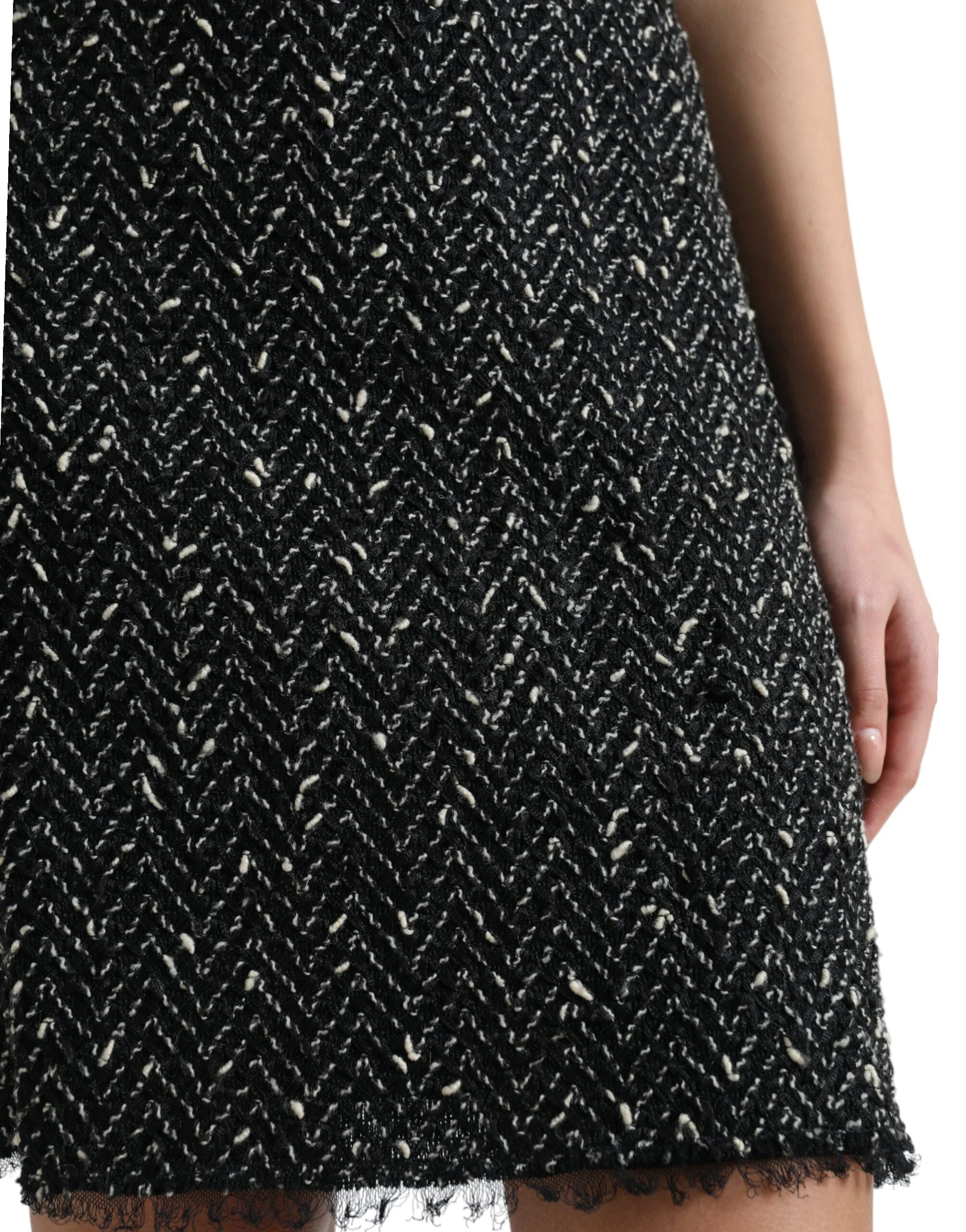 Dolce & Gabbana Black Wool Knit Tweed High Waist Mini Skirt - IT40|S