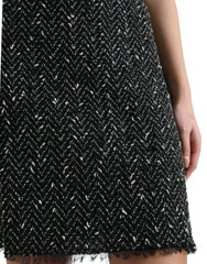 Dolce & Gabbana Black Wool Knit Tweed High Waist Mini Skirt - IT40|S
