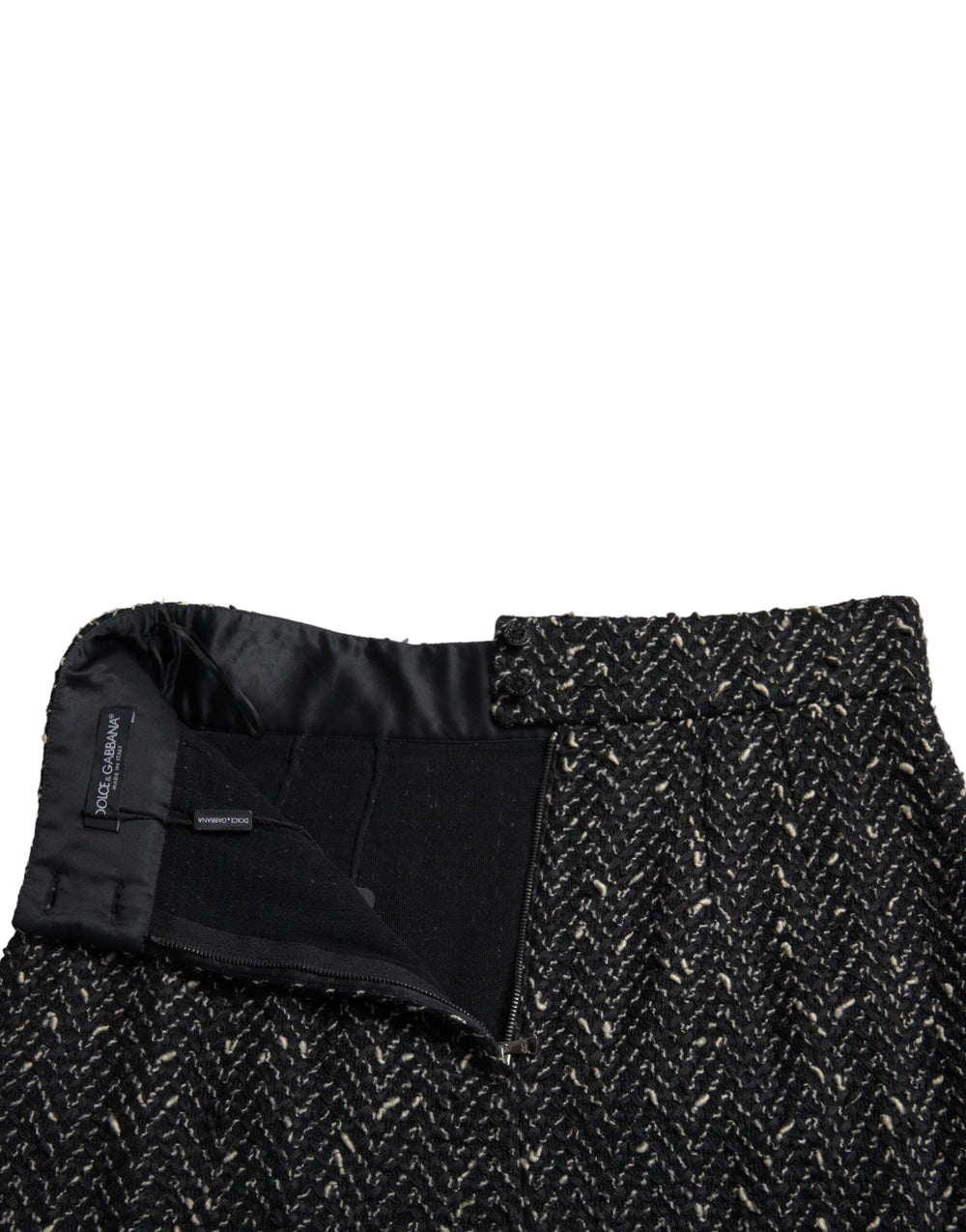 Dolce & Gabbana Black Wool Knit Tweed High Waist Mini Skirt - IT40|S - Skirts