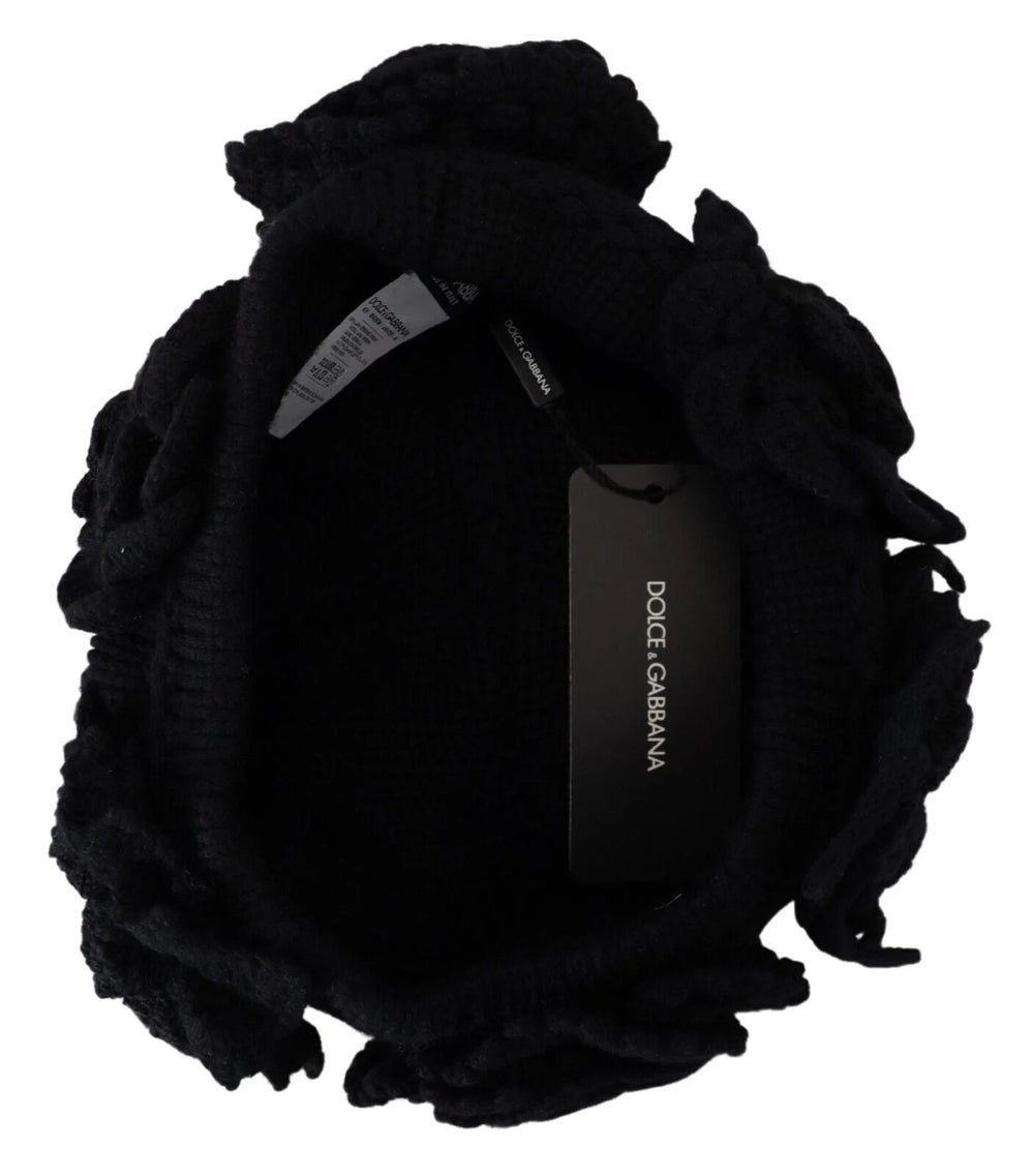 Dolce & Gabbana Black Wool Knit Winter Beanie Hat - Beanies